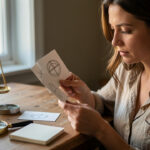 Développer son esprit critique : 7 réflexes utiles au quotidien Une femme examine attentivement des cartes vierges avec une loupe, une boussole et une balance symbolisant l’analyse et l’esprit critique.